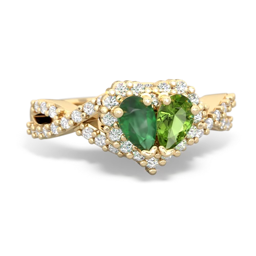 emerald-peridot engagement ring