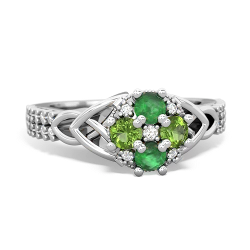 Emerald Genuine Emerald with Genuine Peridot Celtic Knot Engagement ring Ring