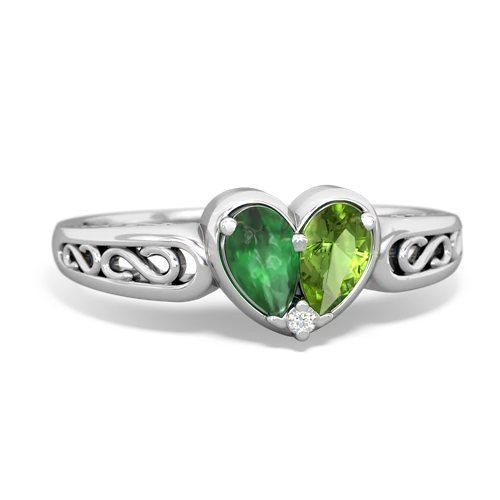 emerald-peridot filligree ring
