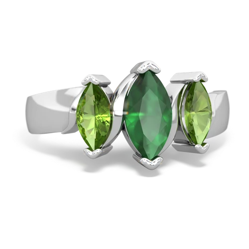 Emerald Genuine Emerald with Genuine Peridot and  Three Peeks ring Ring