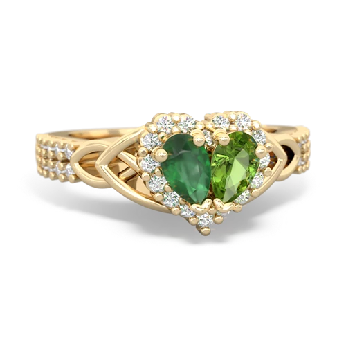 Emerald Genuine Emerald with Genuine Peridot Celtic Knot Engagement ring Ring