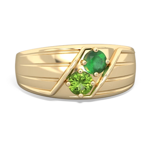 Emerald Genuine Emerald with Genuine Peridot Art Deco Men's ring Ring
