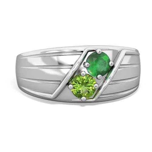 emerald-peridot mens ring