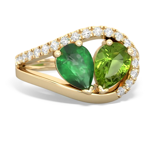 Emerald Genuine Emerald with Genuine Peridot Nestled Heart Keepsake ring Ring