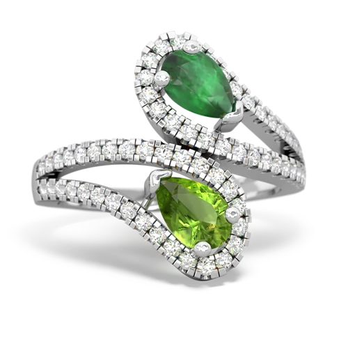 emerald-peridot pave swirls ring
