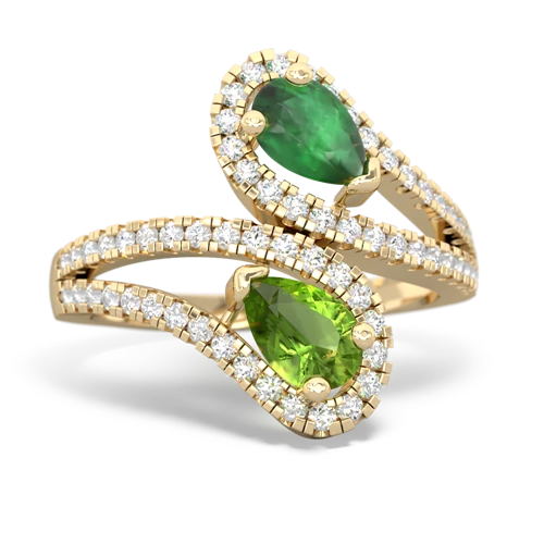 emerald-peridot pave swirls ring