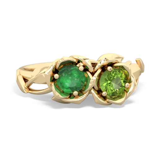 Emerald Genuine Emerald with Genuine Peridot Rose Garden ring Ring