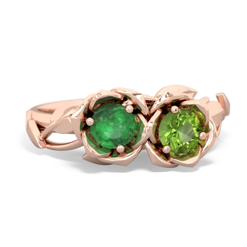 emerald-peridot roses ring