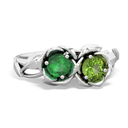 emerald-peridot roses ring