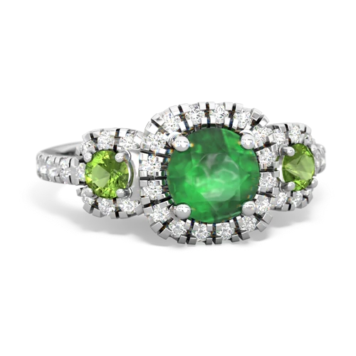 Emerald Genuine Emerald with Genuine Peridot and  Regal Halo ring Ring