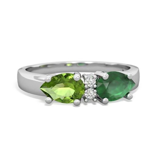 Emerald Genuine Emerald with Genuine Peridot Pear Bowtie ring Ring