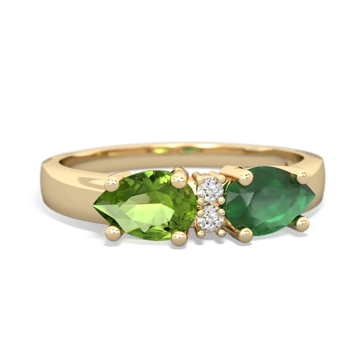 Emerald Genuine Emerald with Genuine Peridot Pear Bowtie ring Ring