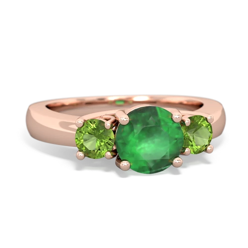 Emerald Genuine Emerald with Genuine Peridot and Genuine Fire Opal Three Stone Trellis ring Ring