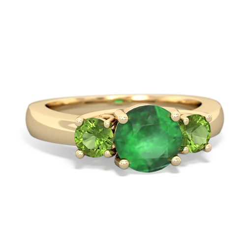 Emerald Genuine Emerald with Genuine Peridot and  Three Stone Trellis ring Ring