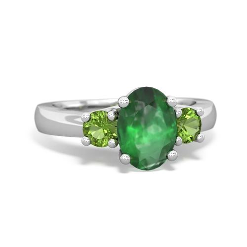 Emerald Genuine Emerald with Genuine Peridot Three Stone Trellis ring Ring