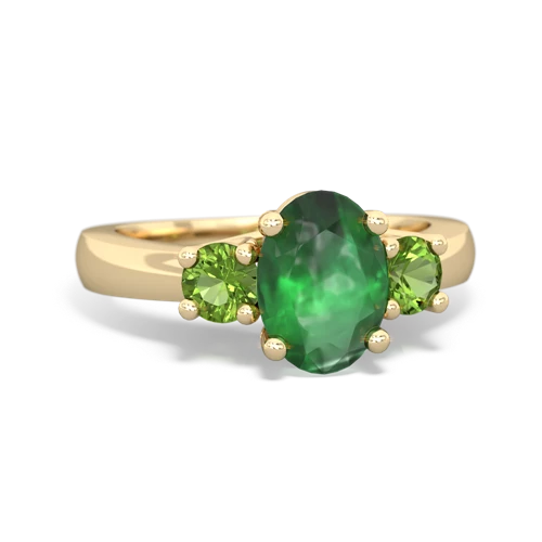 Emerald Genuine Emerald with Genuine Peridot Three Stone Trellis ring Ring