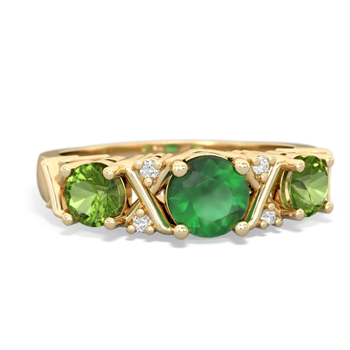Emerald Genuine Emerald with Genuine Peridot and Lab Created Ruby Hugs and Kisses ring Ring