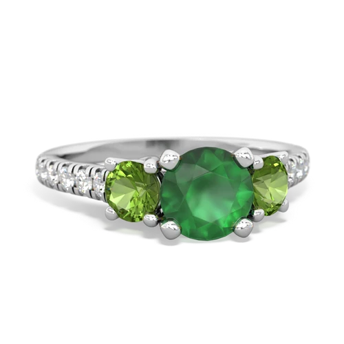 Emerald Genuine Emerald with Genuine Peridot and  Pave Trellis ring Ring