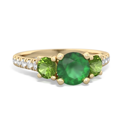 Emerald Genuine Emerald with Genuine Peridot and  Pave Trellis ring Ring
