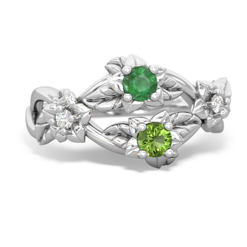Emerald Genuine Emerald with Genuine Peridot Sparkling Bouquet ring Ring