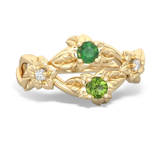 Emerald Genuine Emerald with Genuine Peridot Sparkling Bouquet ring Ring