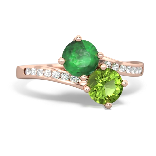 Emerald Genuine Emerald with Genuine Peridot Keepsake Two Stone ring Ring