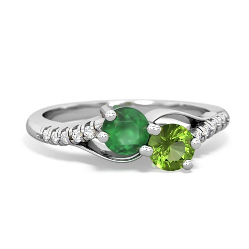 emerald-peridot two stone infinity ring