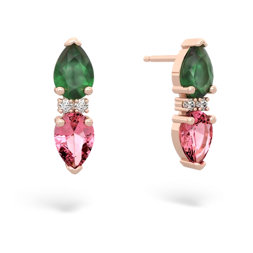 emerald-pink sapphire bowtie earrings