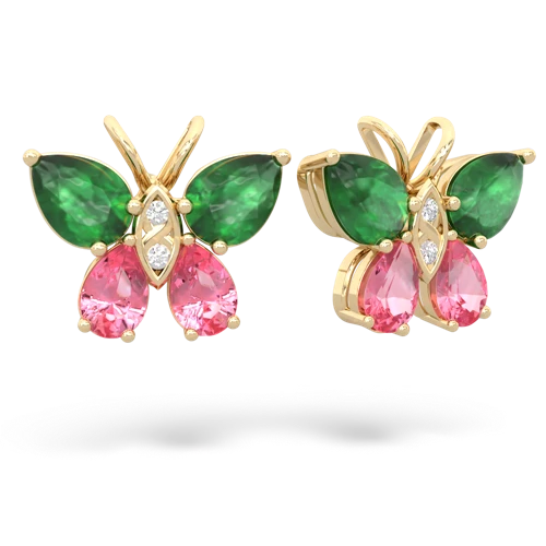emerald-pink sapphire butterfly earrings