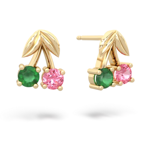 emerald-pink sapphire cherries earrings