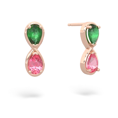 emerald-pink sapphire infinity earrings