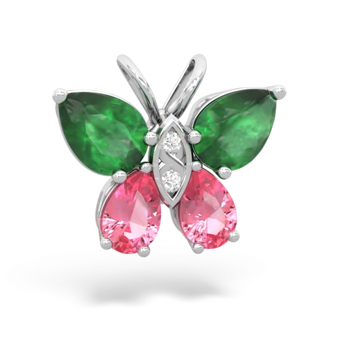 emerald-pink sapphire butterfly pendant