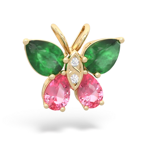 emerald-pink sapphire butterfly pendant