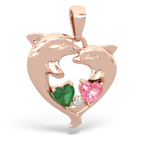 emerald-pink sapphire dolphins pendant