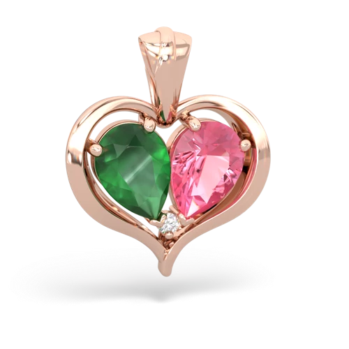 emerald-pink sapphire half heart whole pendant