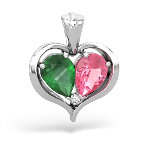 emerald-pink sapphire half heart whole pendant