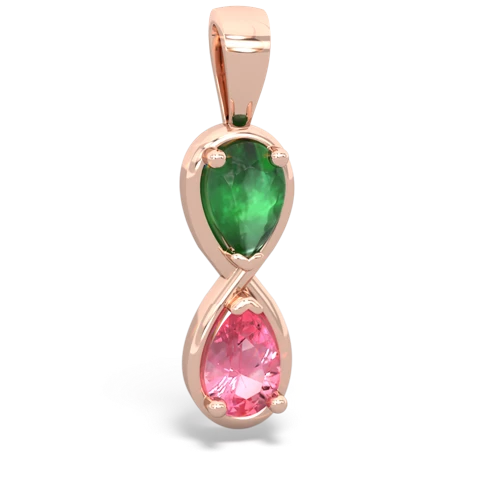 emerald-pink sapphire infinity pendant