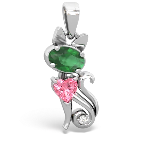 emerald-pink sapphire kitten pendant