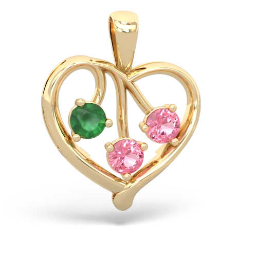 emerald-pink sapphire love heart pendant