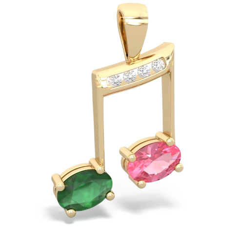 emerald-pink sapphire music notes pendant