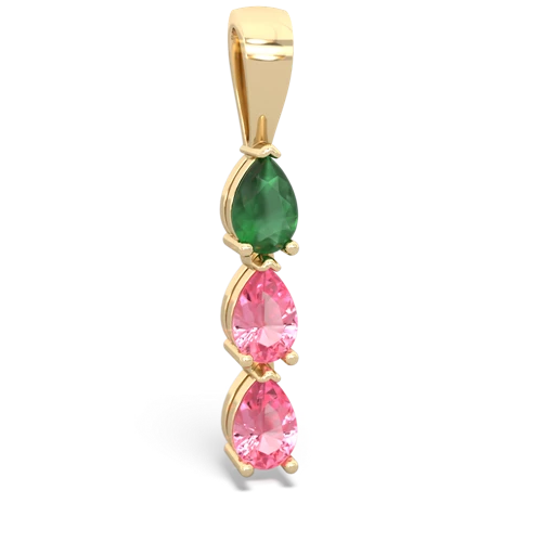 Genuine Emerald with Lab Created Pink Sapphire and Genuine Black Onyx Three Stone pendant
