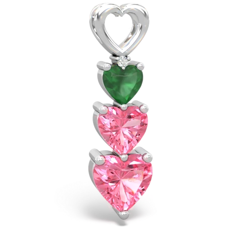 Emerald Genuine Emerald with Lab Created Pink Sapphire and Lab Created Sapphire Past Present Future pendant Pendant