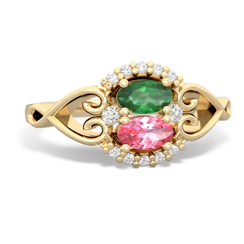 emerald-pink sapphire antique keepsake ring