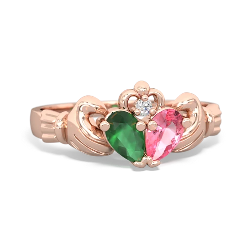 emerald-pink sapphire claddagh ring