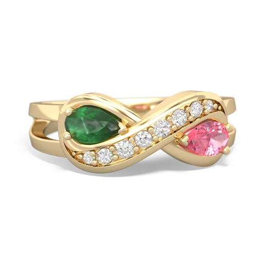 emerald-pink sapphire diamond infinity ring