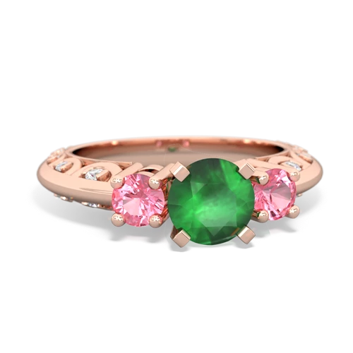 emerald-pink sapphire engagement ring