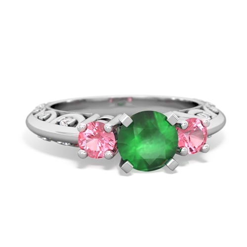 emerald-pink sapphire engagement ring