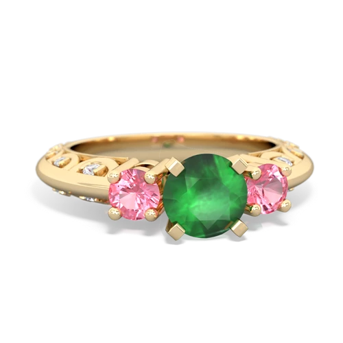 emerald-pink sapphire engagement ring