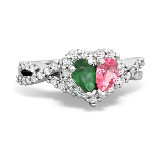 emerald-pink sapphire engagement ring