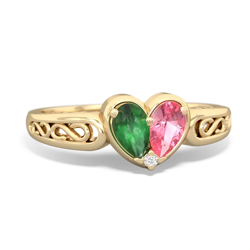 emerald-pink sapphire filligree ring